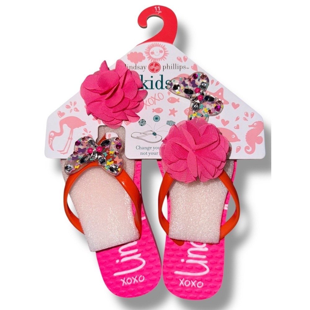 Lindsay Phillips Kids Interchangeable Snaps Madeline Flip Flops Size 11 kids - Picture 12 of 15